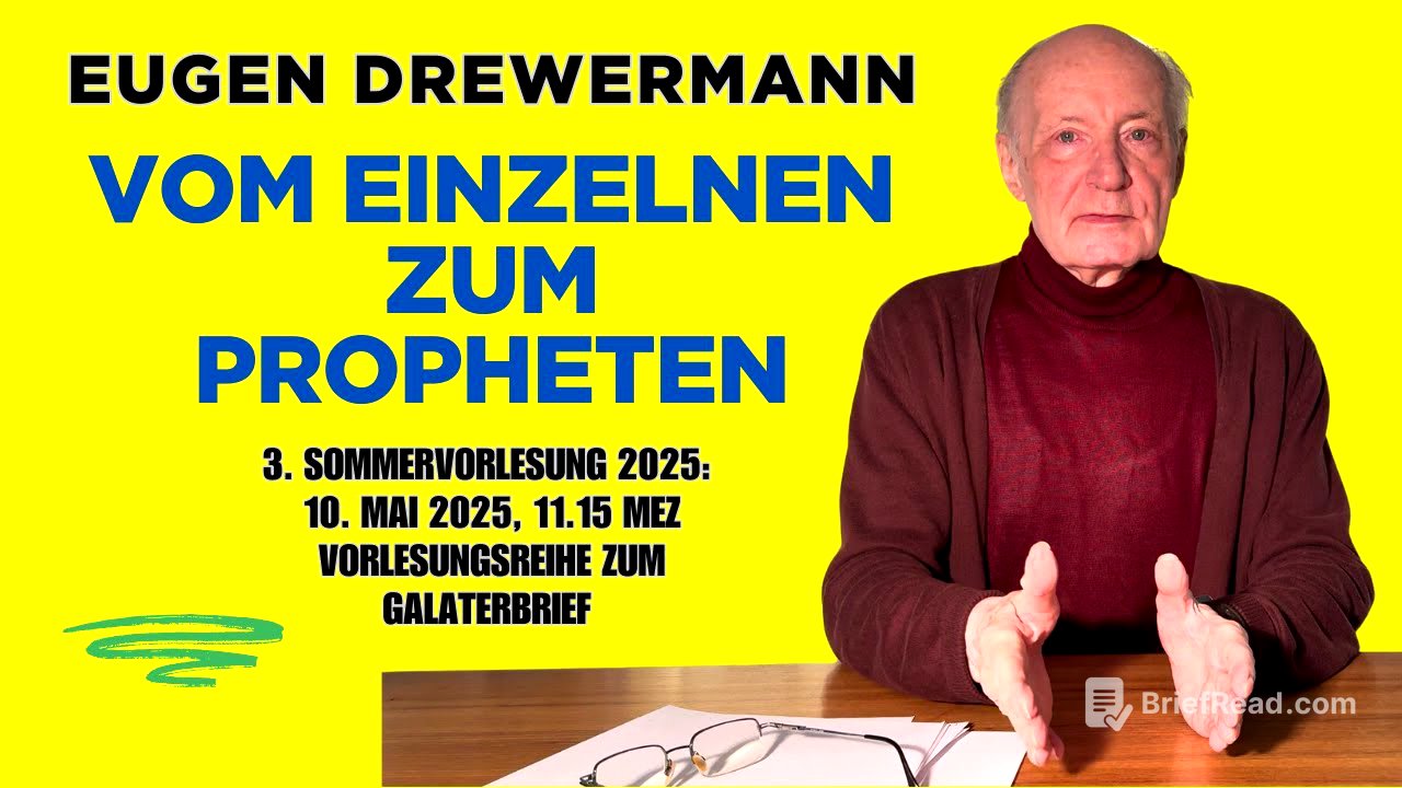 Drewermann: Vom Einzelnen zum Propheten. 3. Sommervorlesung 10. Mai 2025