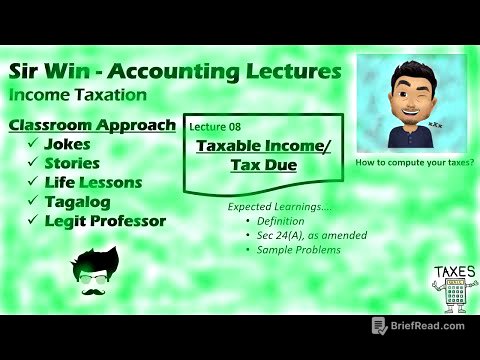 Lecture 08: Taxable Income & Tax Due. Taxation of Individuals. [Income Taxation]