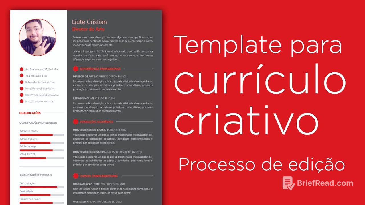 Template para currículo criativo - Processo de edição