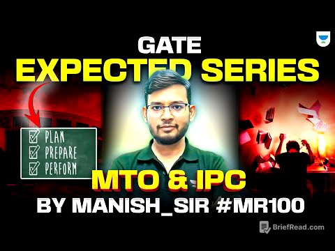 Day-05 | GATE Expected Series | MTO & IPC by Manish Sir #MR100