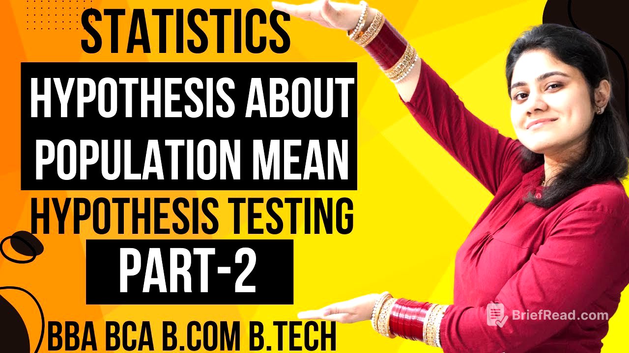 Test of Hypothesis about Population Mean|Hypothesis Testing|Statistics|BBA|BCA|BCOM|BTECH|DreamMaths
