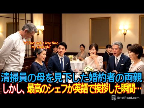 清掃員の母を見下した婚約者の両親 しかし、最高のシェフが英語で挨拶した瞬間…物語、ドラマの物語, 清掃員 ,逆転劇 ,感動ストーリー ,母の愛 ,人生逆転