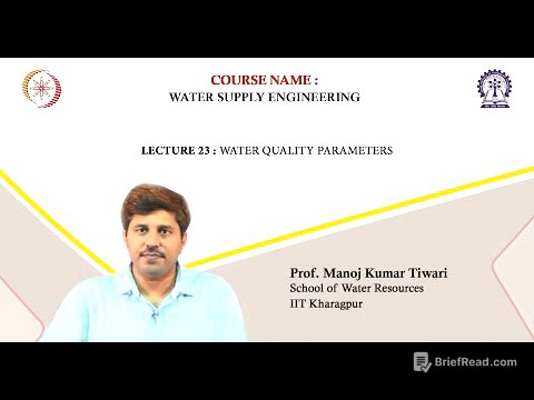 Lecture 23: Water Quality Parameters