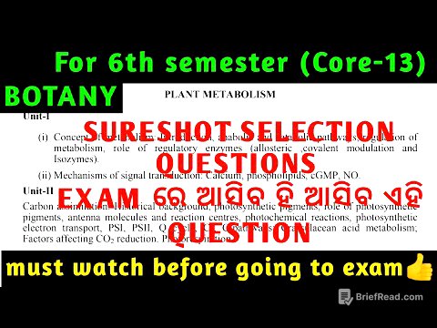6th SEMESTER//BOTANY SELECTION QUESTIONS//CORE-13// EXAM ଆସିବ ହି ଆସିବ ଏହି QUESTION 💯//Must Watch✌️