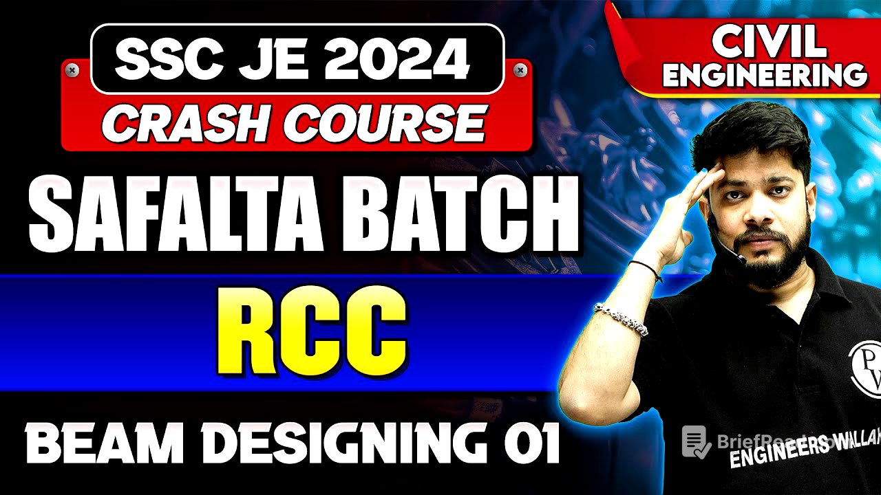 SSC JE Crash Course 2024 - Safalta Batch | RCC 01 | Beam Designing | Civil Engineering