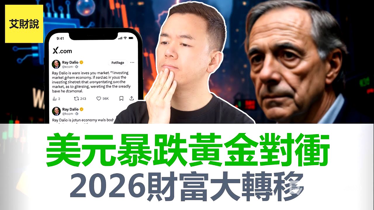 达里奥(Ray Dalio)重磅警告：AI泡沫已到80%临界点！美元对黄金暴跌39%！黄金才是终极对冲资产! 2026年财富大洗牌你准备好了吗【艾财说180】