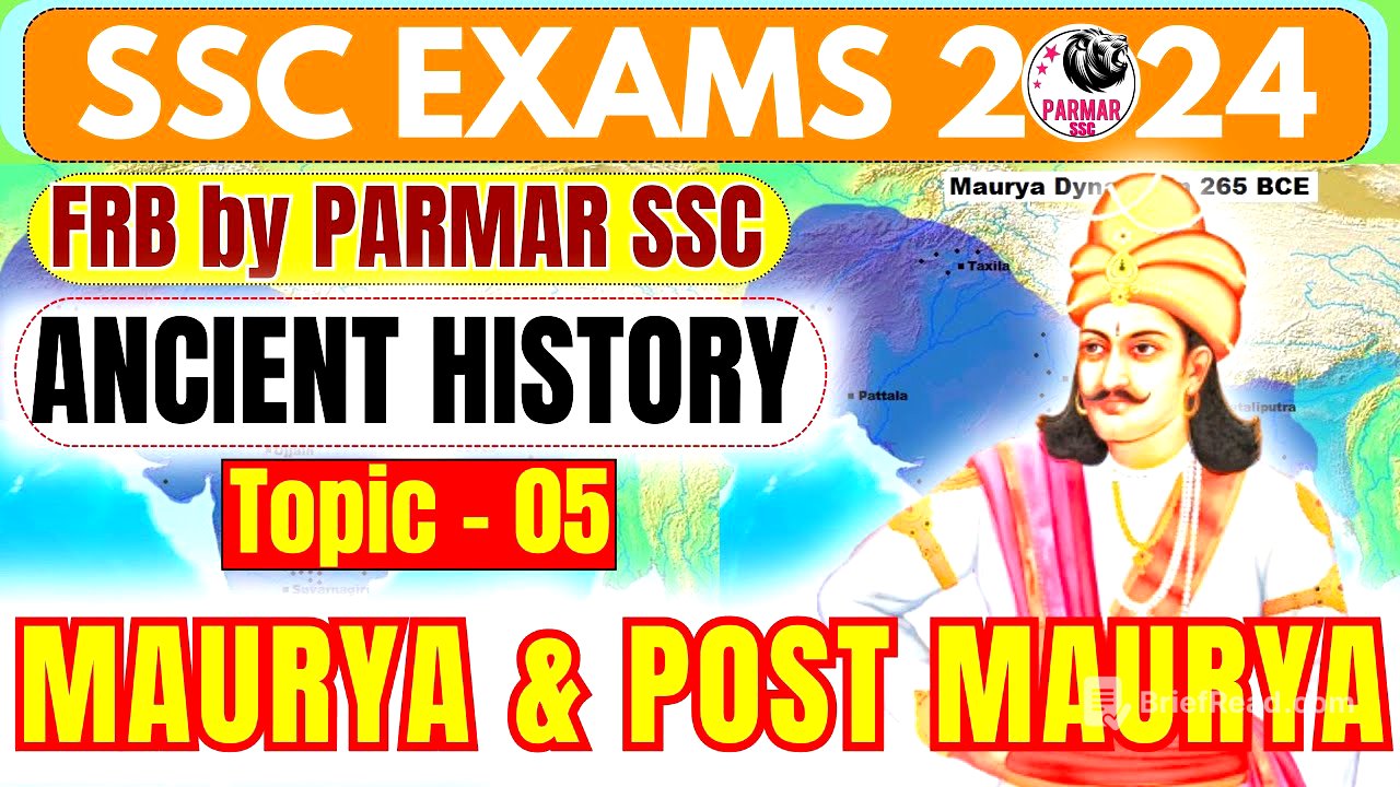 ANCIENT HISTORY FOR SSC | MAURYA & POST MAURYA | FRB