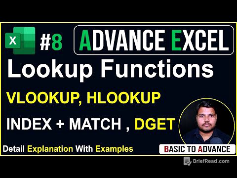 Ms Excel Functions VLookup, HLookup, Index, Match, DGET  |Tutorial for beginners| Lecture-8 UPCISS