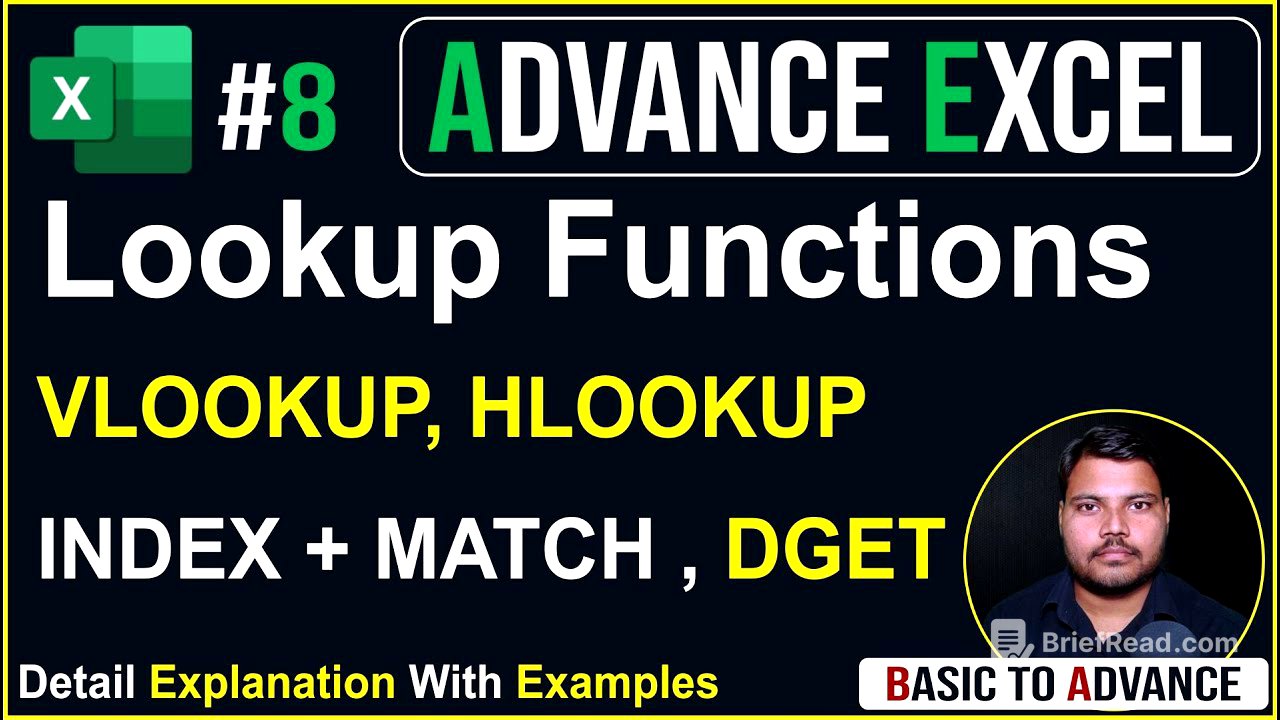 Ms Excel Functions VLookup, HLookup, Index, Match, DGET  |Tutorial for beginners| Lecture-8 UPCISS