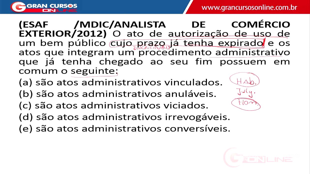 Exercícios de Dir. Administrativo da Banca ESAF - Prof. Rodrigo Cardoso - Aula Gratuita
