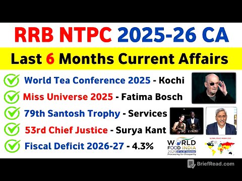 RRB NTPC 2026 | Most Important 100 Current Affairs 2025-26 | Last 6 Months Current Affairs 2026 |