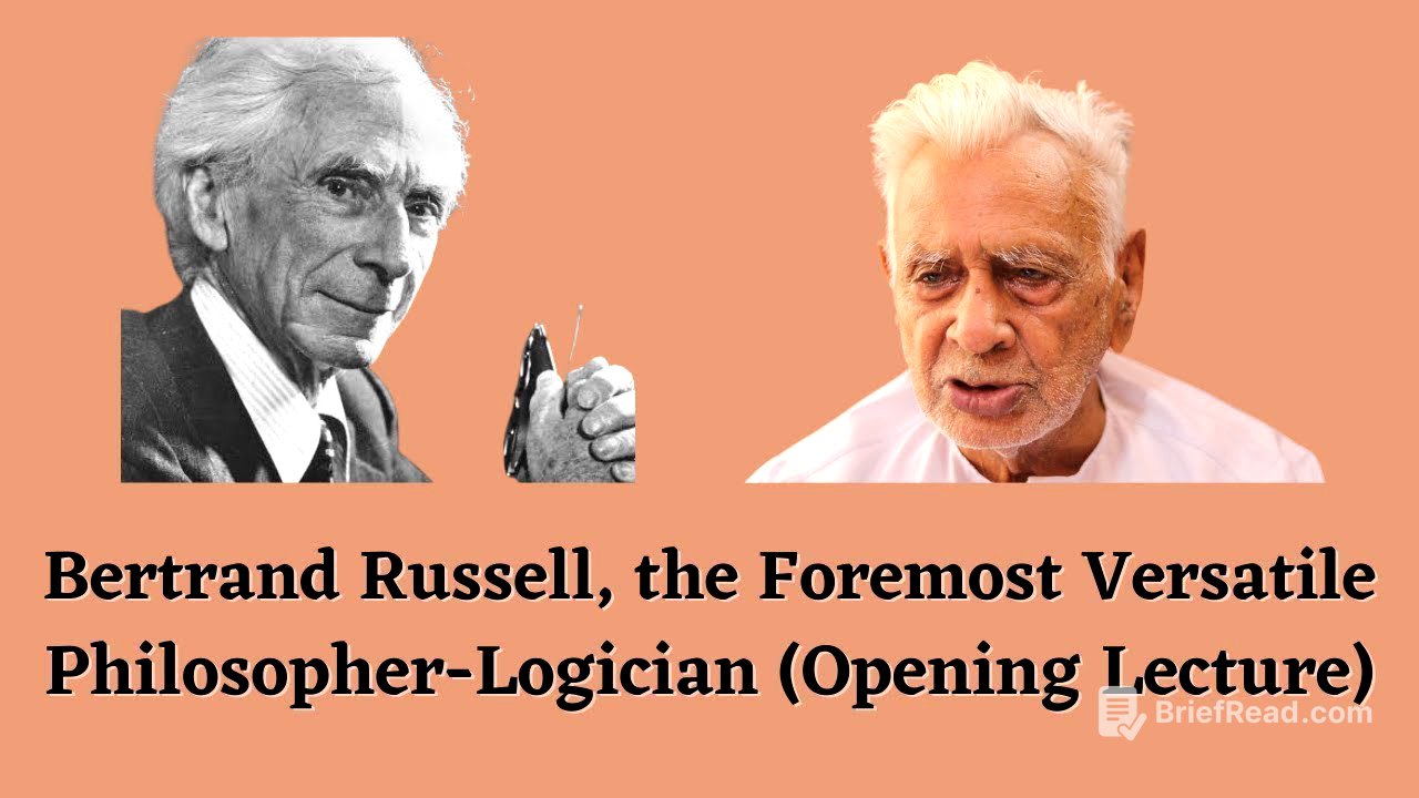BERTRAND RUSSELL _ the Foremost Versatile Philosopher - Logician _ an Opening Lecture  | Dr HS Sinha