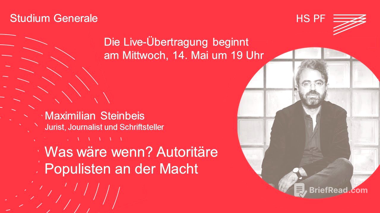 Studium Generale HSPF – Maximilian Steinbeis: "Was wäre wenn? Autoritäre Populisten an der Macht"