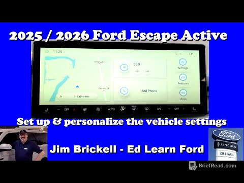 2025 - 2026 Ford Escape Active - Set up & personalize the vehicle settings