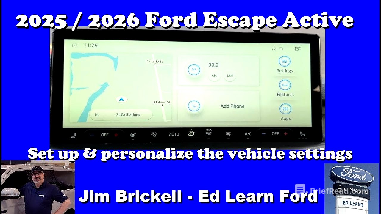 2025 - 2026 Ford Escape Active - Set up & personalize the vehicle settings