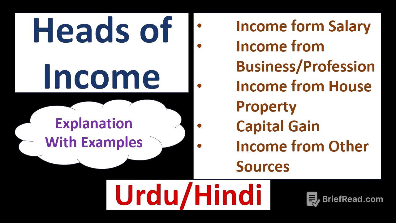 Heads of Income-Income Tax Act-Briefly Explained with Examples-Urdu/Hindi