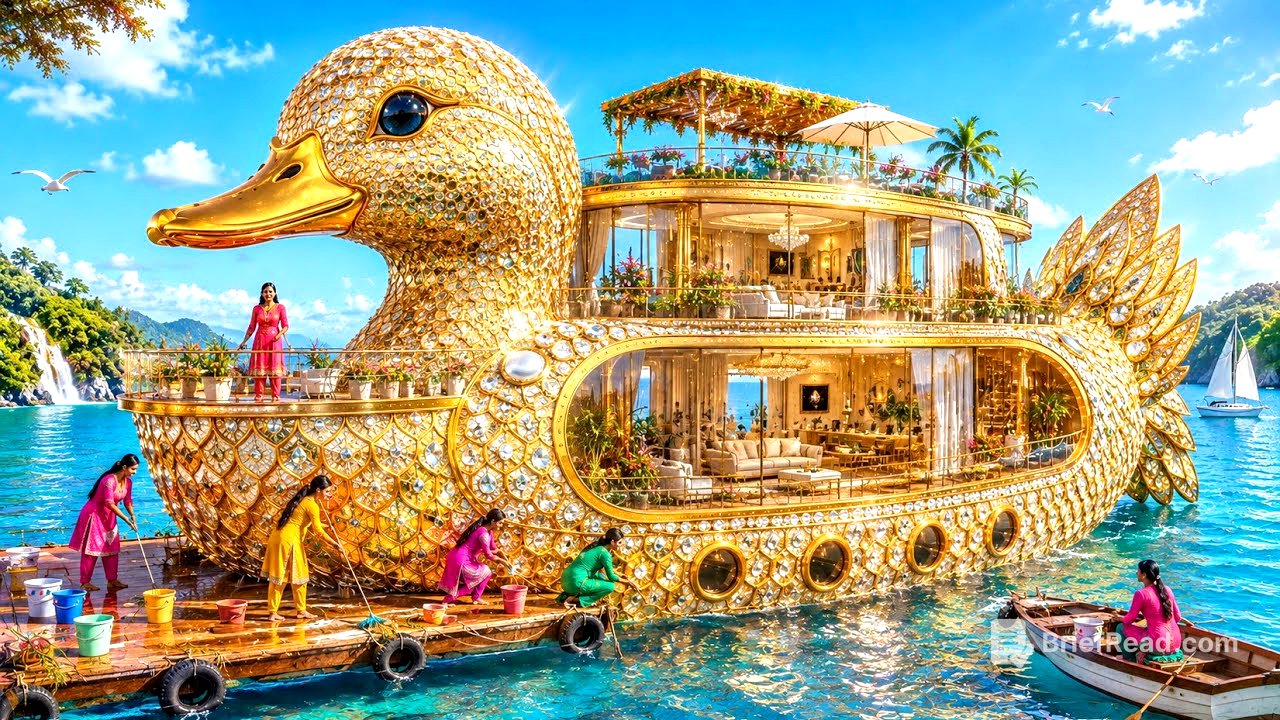 💎🦆🌊 THE GIANT DIAMOND DUCK HOUSE ADVENTURE! 🏡✨🚤😱 | They Found a Mysterious House Underwater! 🌊💎🦆