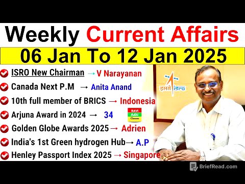 January 2025 Weekly Current Affairs | 06 January to 12 January 2025 |  Current Affairs 2025