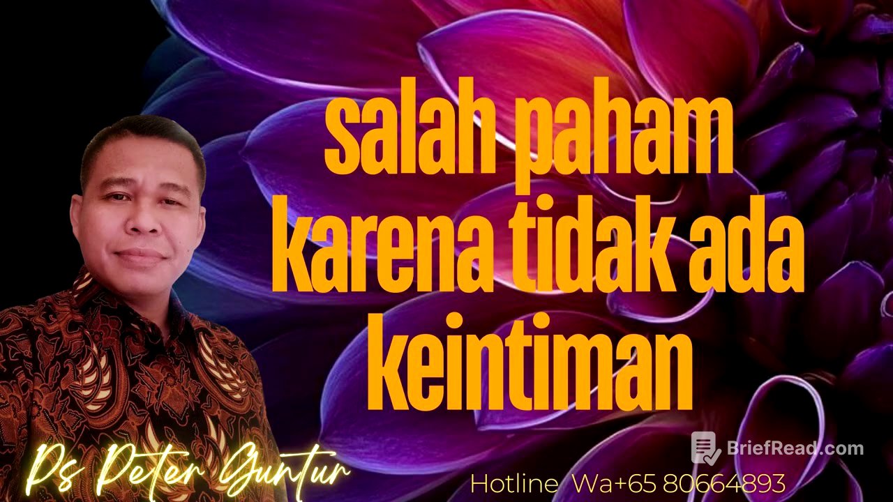 TANPA HUBUNGAN KEINTIMAN AKAN SERING SALAH PAHAM  -   PETER GUNTUR