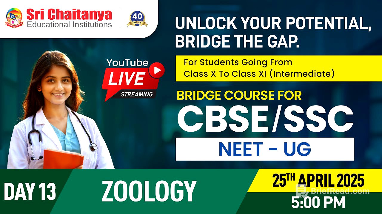 Day 13 - Zoology || NEET - Bridge Course for CBSE & SSC Students ||  @srichaitanyagosala
