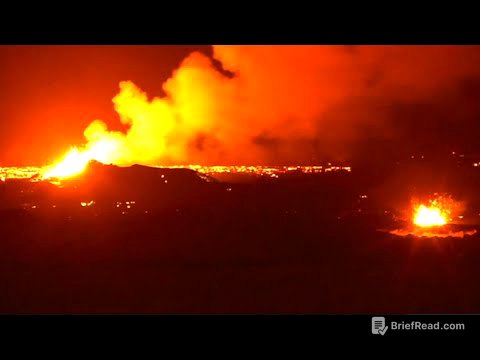 Aerial footage captures volcano spewing lava in Iceland