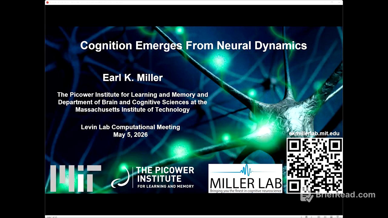 "Cognition Emerges from Neural Dynamics" by Earl Miller