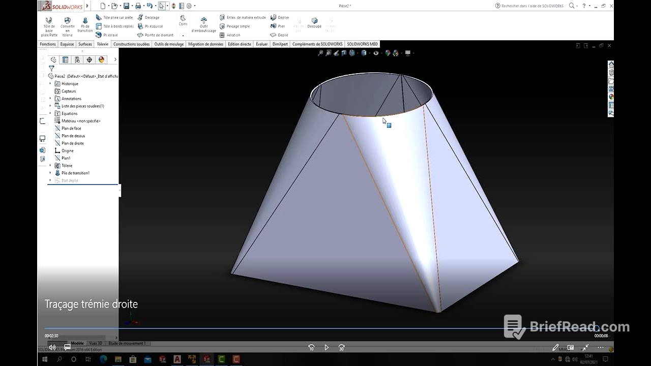 SOLIDWORKS - Traçage trémie droite