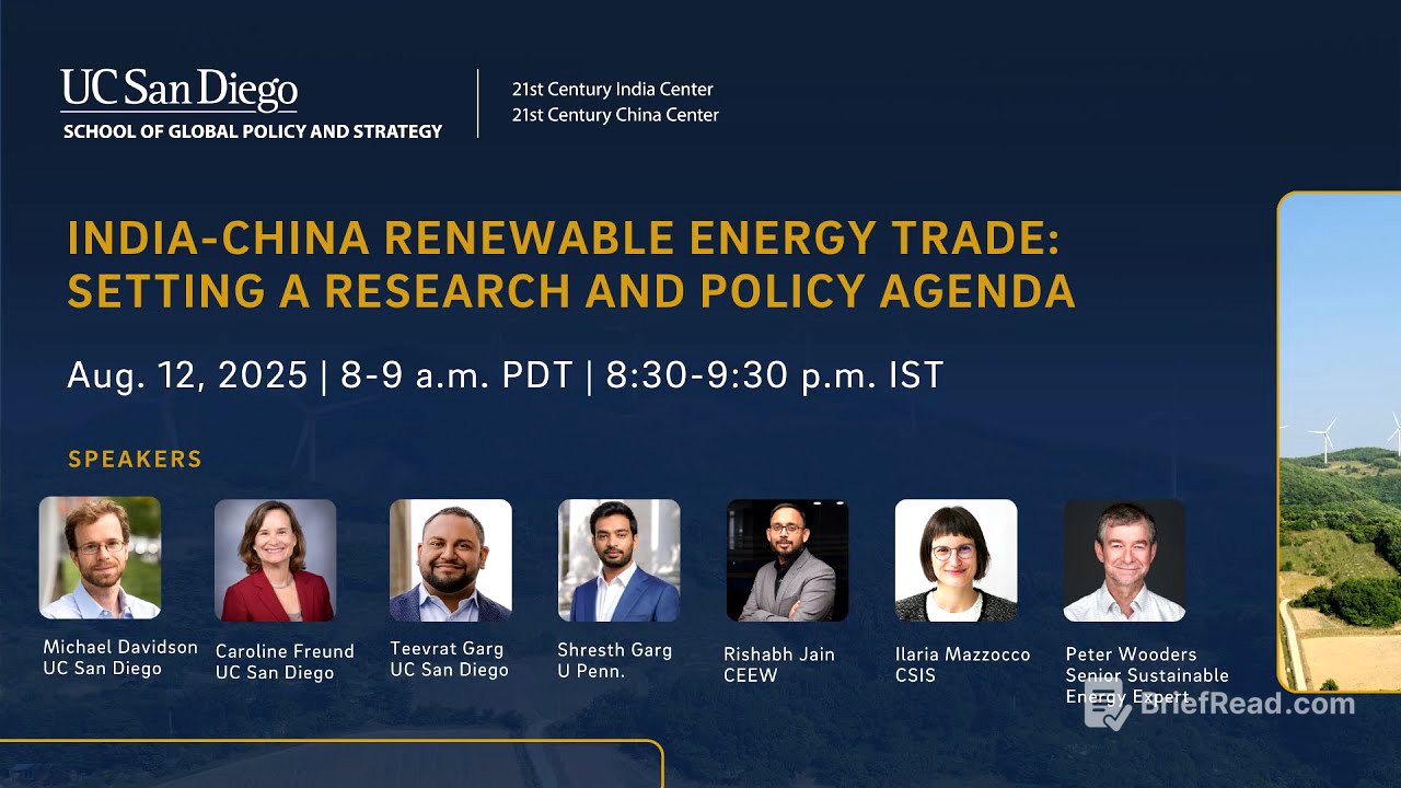 India-China Renewable Energy Trade: Setting a Research and Policy Agenda