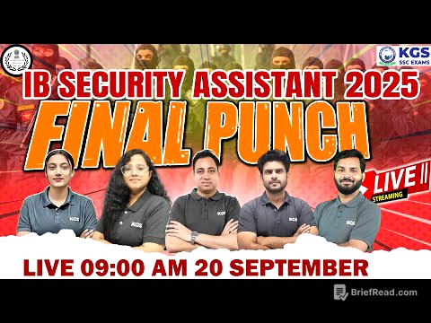 IB Security Assistant 2025 | Final Revision Punch | IB Security Assistant MCQs Marathon Class | KGS
