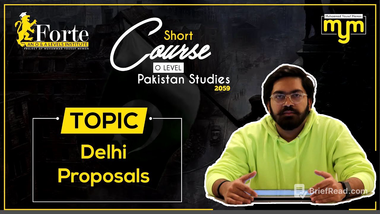 Delhi Proposals | Olevel Pakistan Studies | 2059/01 | Muhammad Yousuf Memon