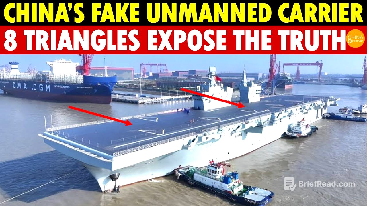 China’s 076 Unmanned Carrier Is Fake! First Sea Trial Reveals Truth With 8 Triangles on the Deck