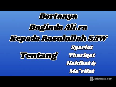 Bertanya Baginda Ali ra Kepada Rasulullah SAW Tentang Syariat, Thariqat, Hakikat & Ma"rifat.