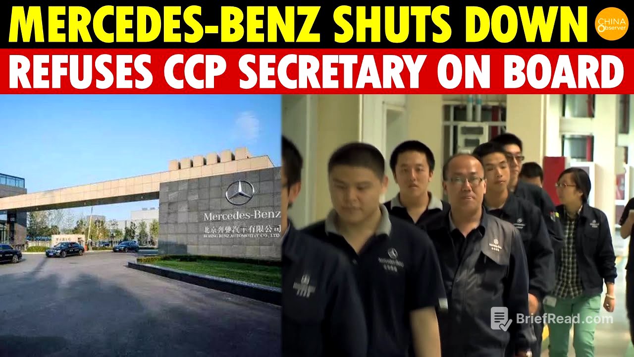 Mercedes-Benz Shuts Down Rather Than Allowing CCP Party Secretary on the Board, 3,000 Jobs Lost
