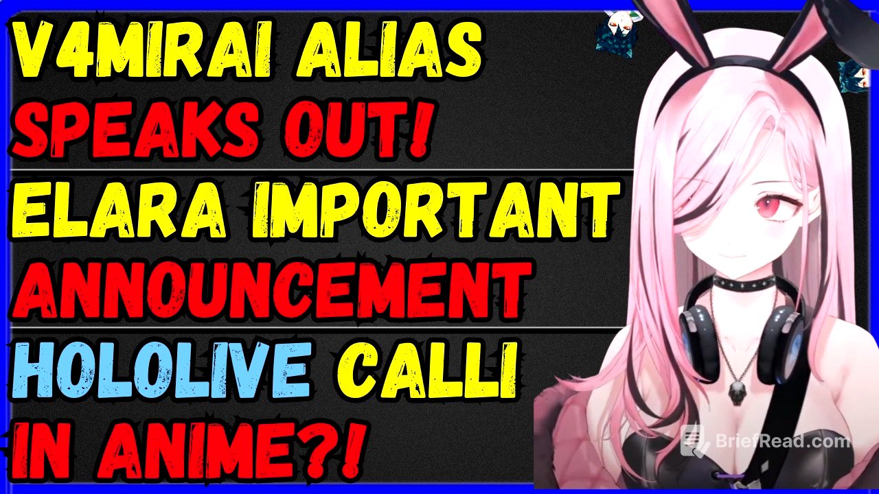 V4Mirai Alias Anono speaks up, Elara important announcement, Roa PL Hiatus, Mori Calliope in ANIME?!