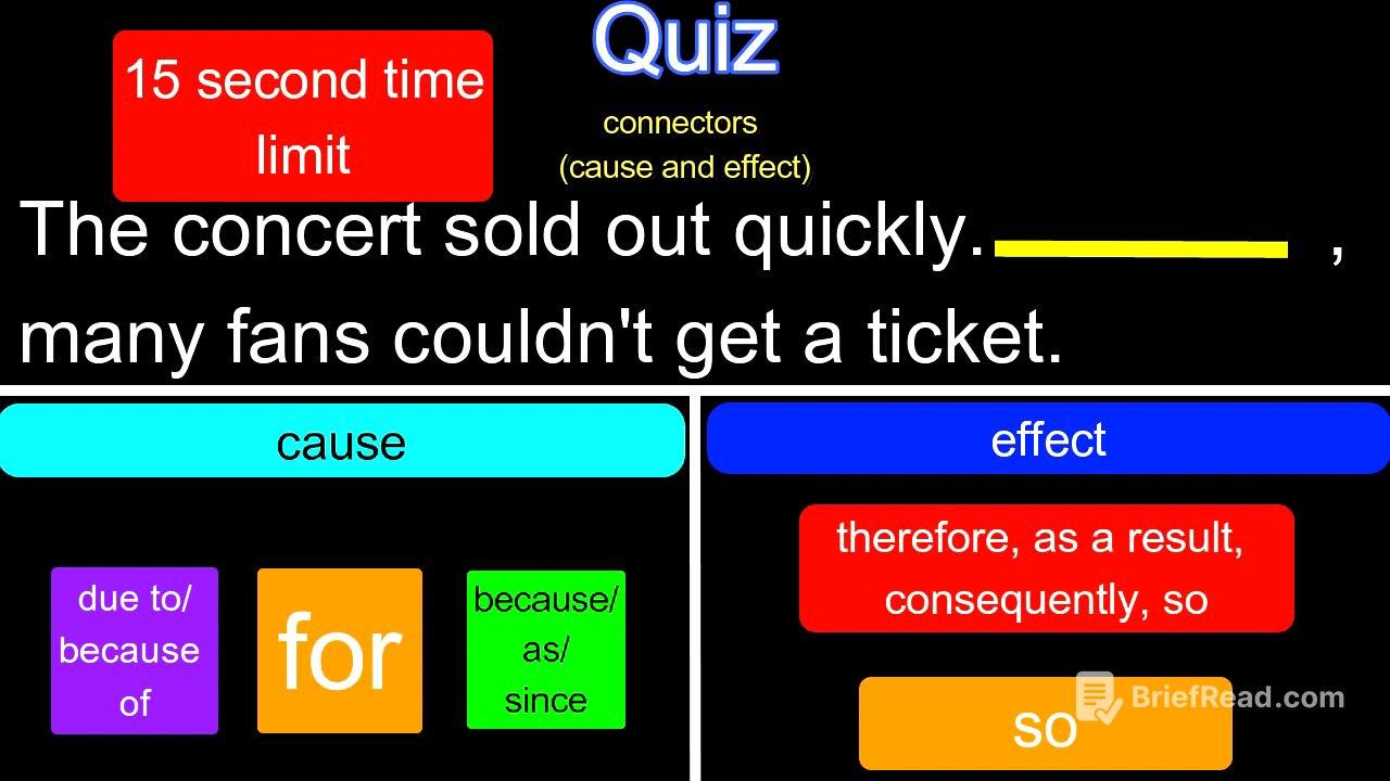 Connector Quiz (cause and effect) - from "Sentences" online course