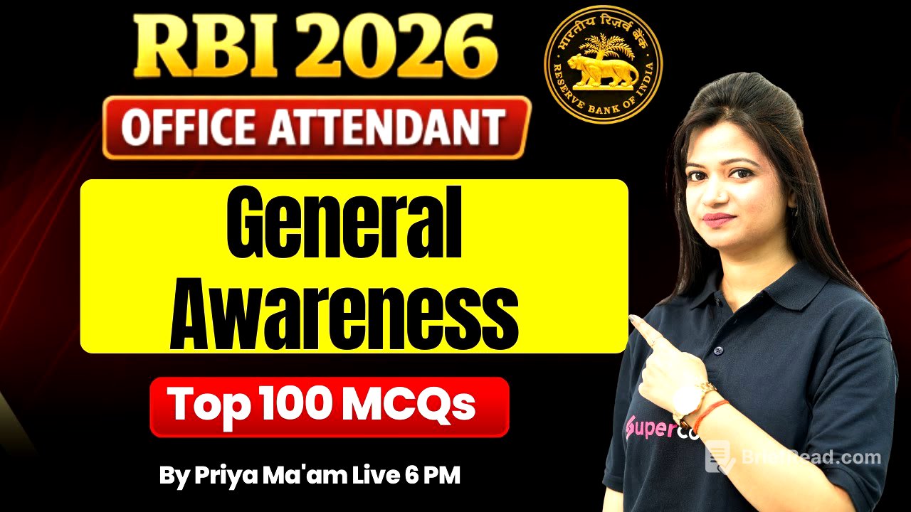 RBI Office Attendant General Awareness 2026 | RBI Office Attendant Top 1000 Important MCQs | Priya