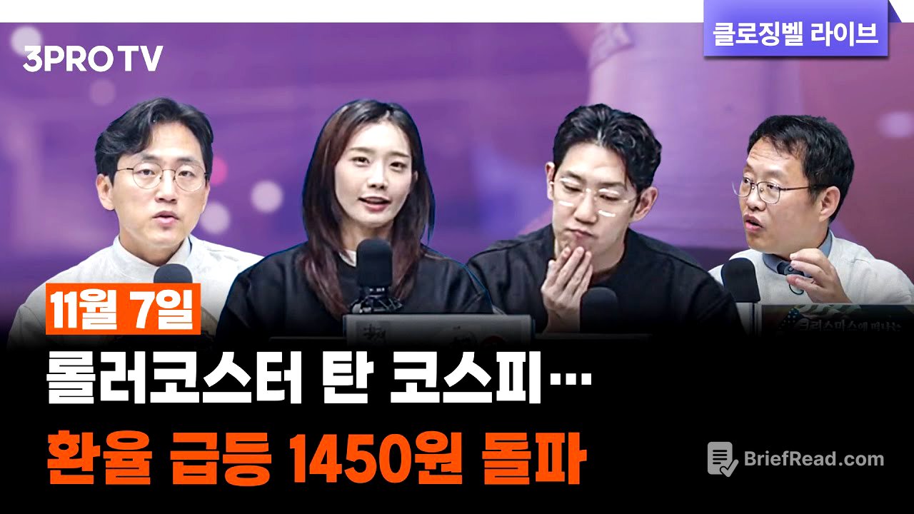 [11월 07일 마감시황] 롤러코스터 탄 코스피…환율 급등 1450원 돌파 | 명민준, 박하윤, 이재규, 김장열 [클로징벨라이브]