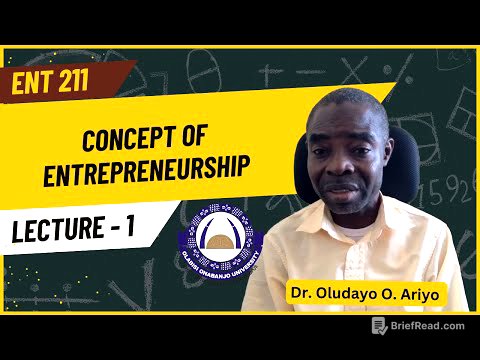 LECTURE 1-ENT 211 (Entrepreneurship and Innovation) | OOU | CCMAS| Dr. Oludayo O. Ariyo