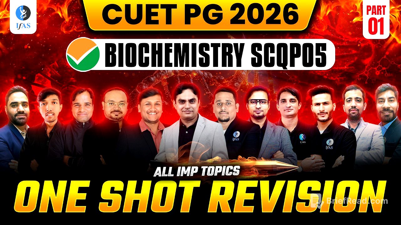 CUET PG Biochemistry One Shot Revision 2026 | All Important Topics | Part 1 | IFAS