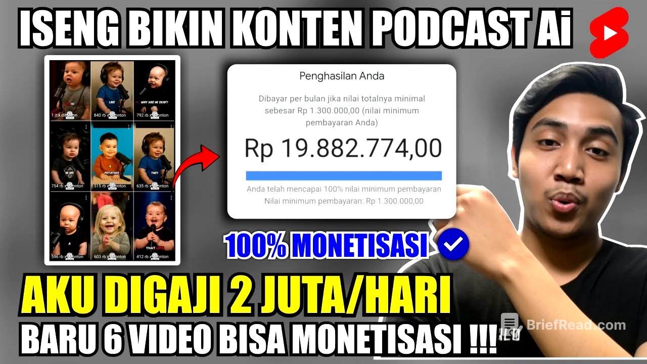 Akhirnya Aku Digaji 2 Juta/Hari dari Bikin Podcast Ai di Shorts - Tutorial Youtube Pemula Aman Monet