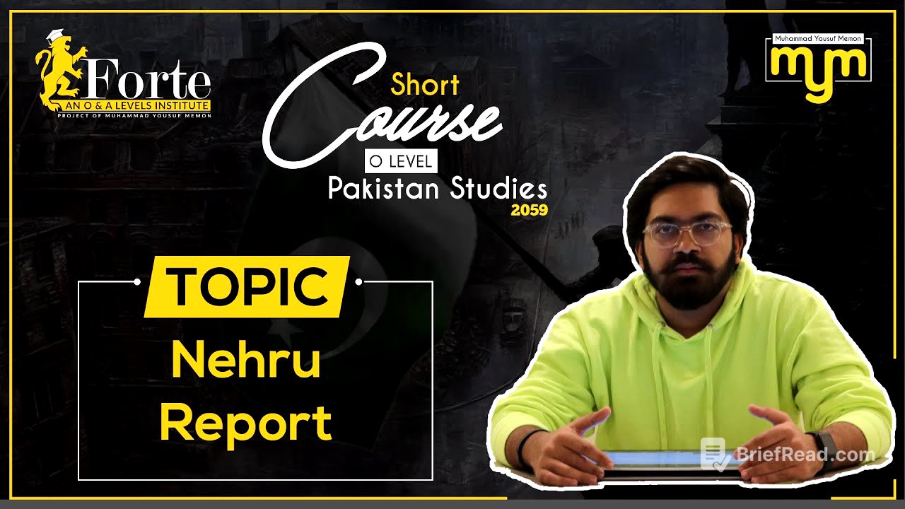 Nehru Report | Olevel Pakistan Studies | 2059/01 | Muhammad Yousuf Memon