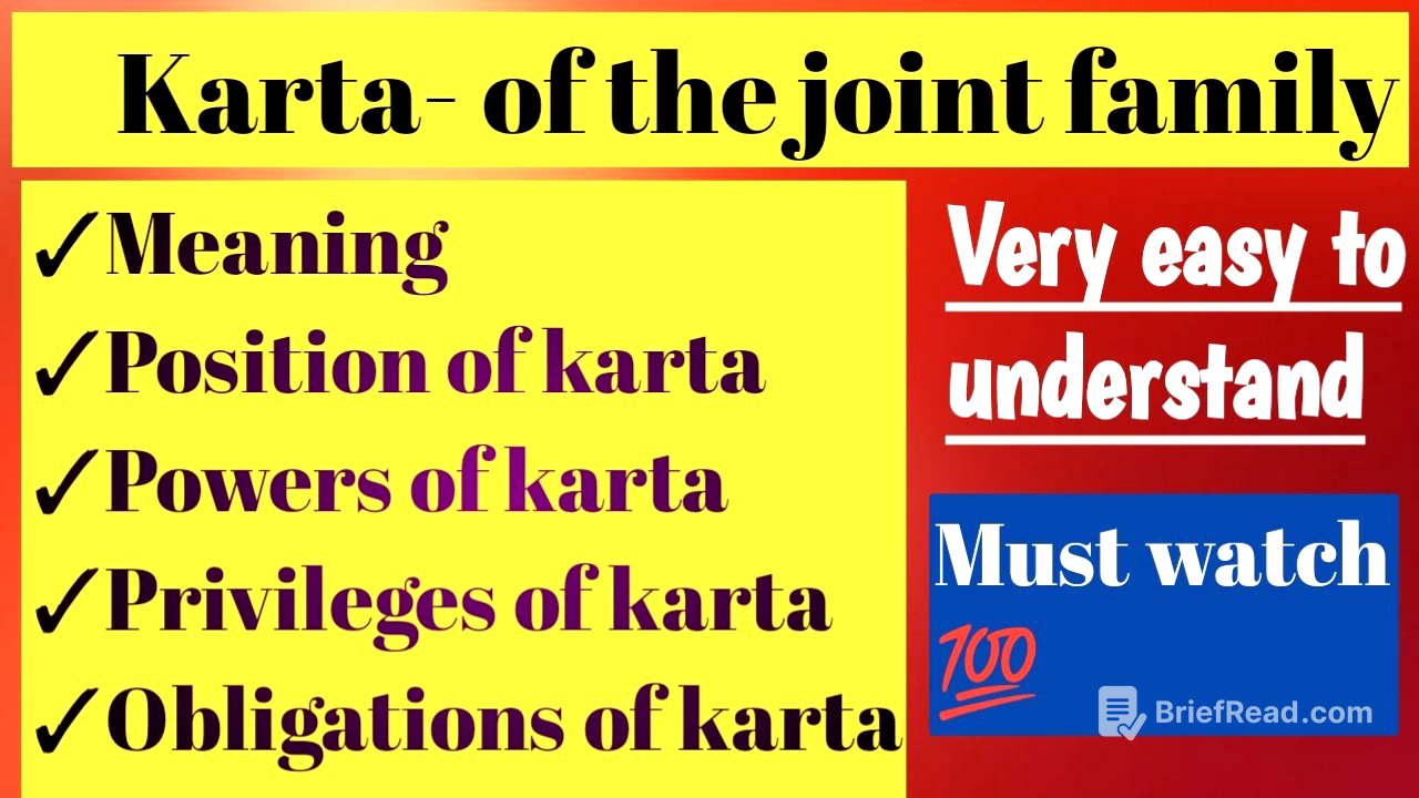 KARTA- of the Hindu joint family | Mitakshara | Family Law |