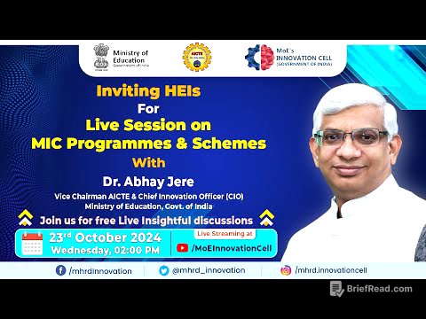 Live Session of MIC Programmes & Schemes with Dr. Abhay Jere, VCM, AICTE & CIO, MoE