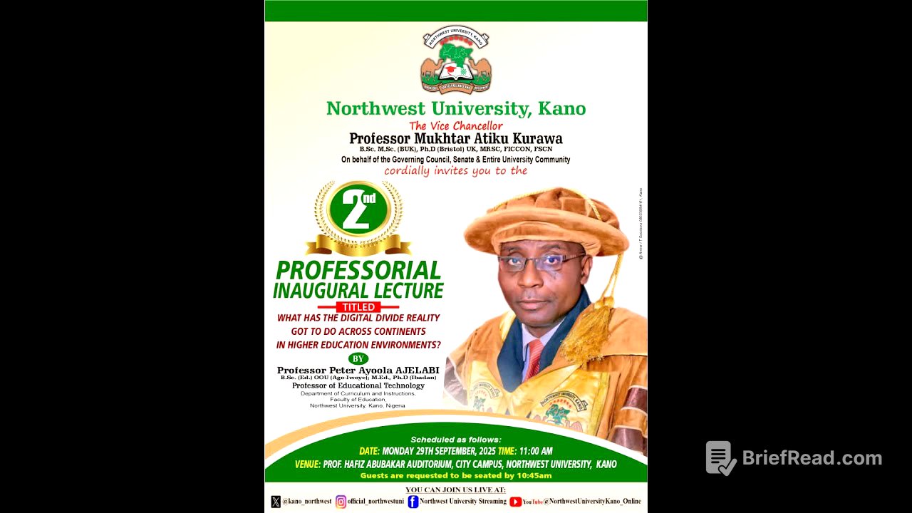 Inaugural Lecture delivered by Prof. Peter Ayoola Ajelabi