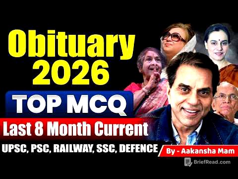 Obituary Current Affairs 2026 🔥 | Last 8 Months TOP MCQs | Exam Most Expected Questions