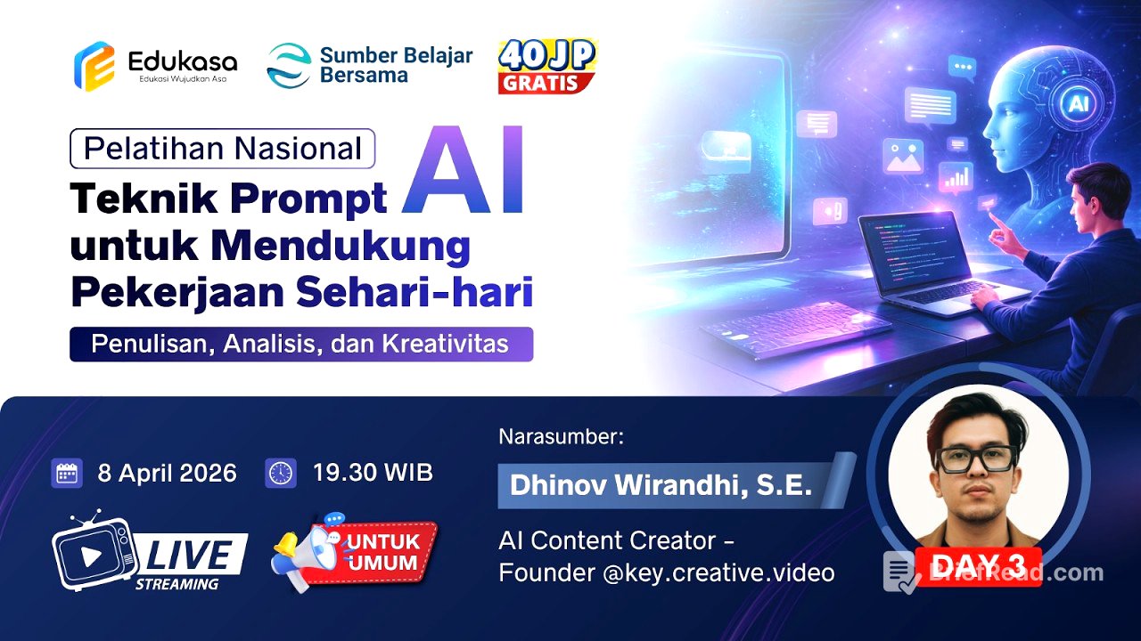 DAY 3 Pelatihan Teknik Prompt AI untuk Mendukung Pekerjaan Harian: Penulisan, Analisis & Kreativitas