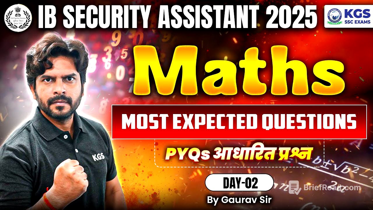 IB SECURITY ASSISTANT 2025 | Maths | Most Expected Questions | PYQs आधारित प्रश्न | Gaurav Sir