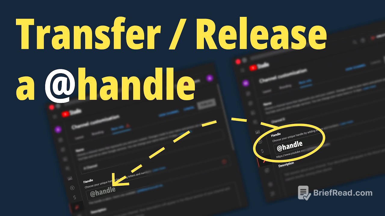 How to release or transfer a YouTube Handle to another channel