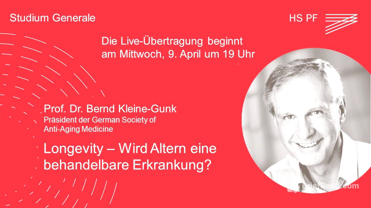 Studium Generale HSPF – Prof. Dr. Bernd Kleine-Gunk: „Longevity – Wird Altern behandelbar?"