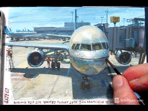 Painting an Airliner in Gouache—an hour before boarding